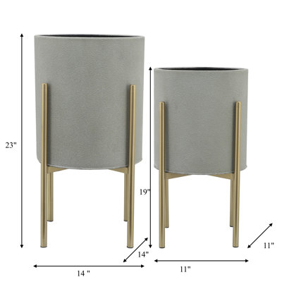 Aideen Metal Planter Pot Set for Indoor & Outdoor Use - Set of 2