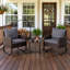 3 Pieces Wicker Rocking Bistro Set Hand-Woven Rattan Outdoor Patio Furniture Set