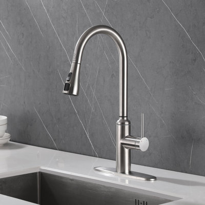 Robinet de cuisine 2 fonctions à haut débit avec affichage numérique de la température tactile et douchette extractible