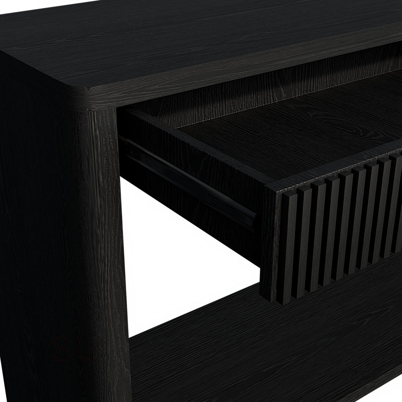 Table d'appoint 60 po 2 tiroirs cannelés 60 po, Noir