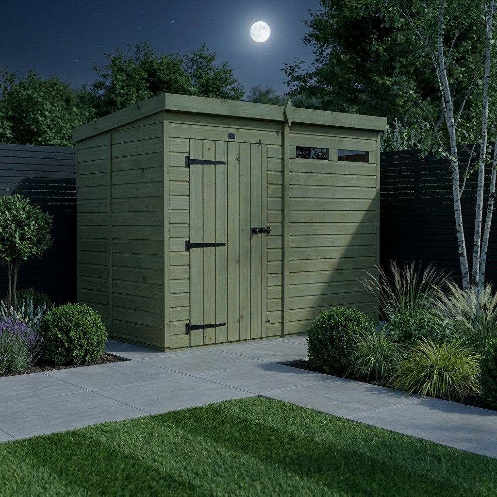 Total Sheds 8ft x 5ft Security Pent Shed - Heavy-Duty Hasp Staple Anti-Tamper - Pressure Treated Timber - UK Manufactured