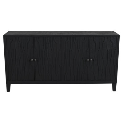Buffet 4 portes Grandos en noir graphite transitionnel sur bois massif récupéré
