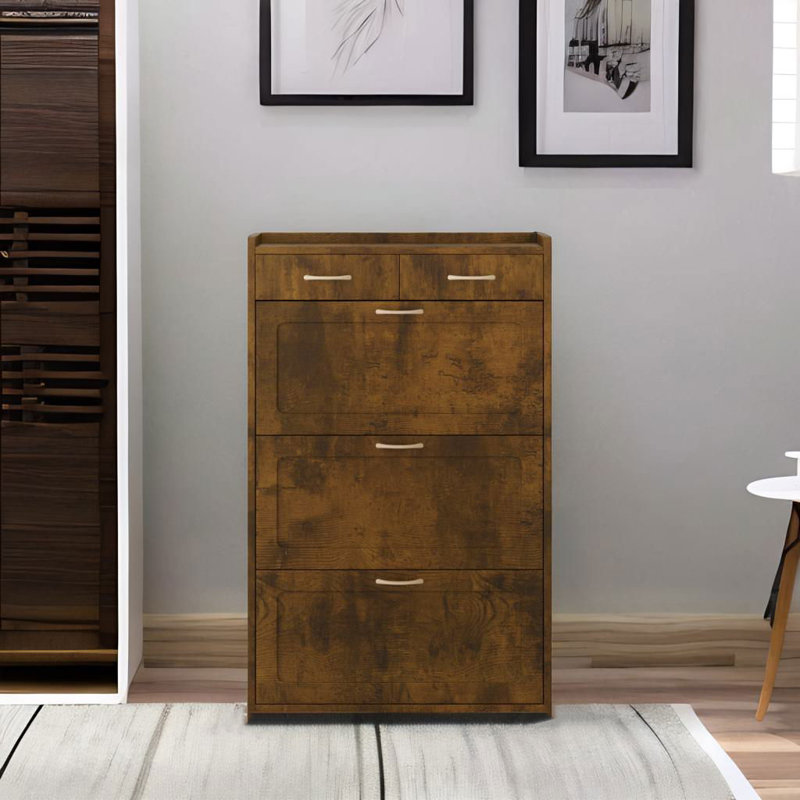 Armoire de rangement pour 28 paires de chaussures, Brun