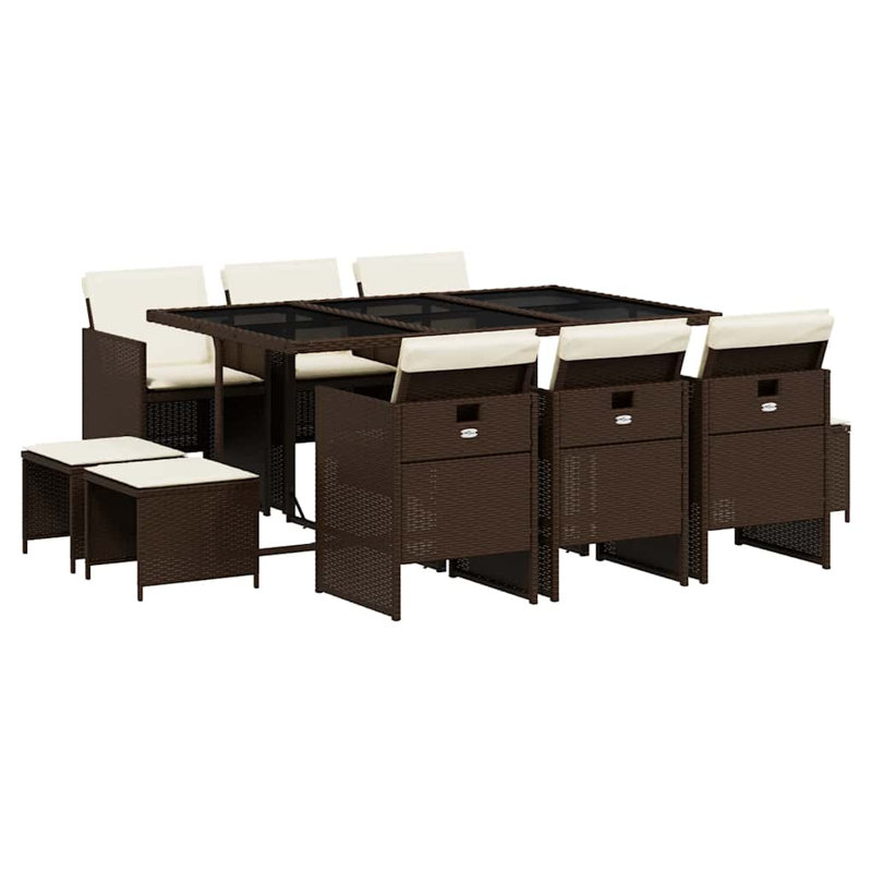 Patio Dining Set with, Cream White, Brown