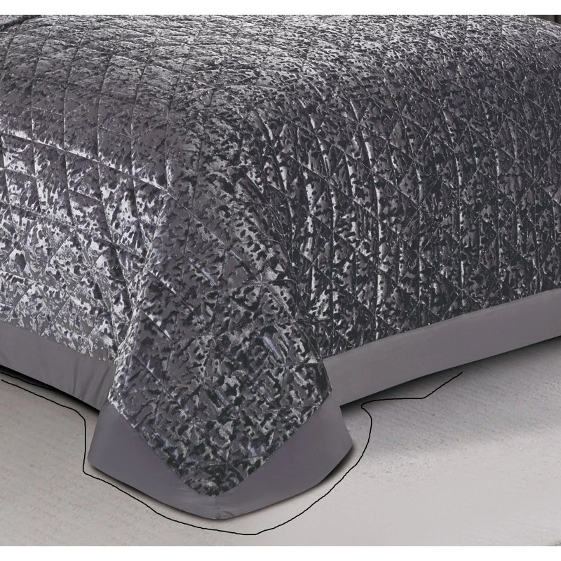 Polyester Bedspread with Pillow Shams Included, Double Quilt + 2 Standard Shams, Grey