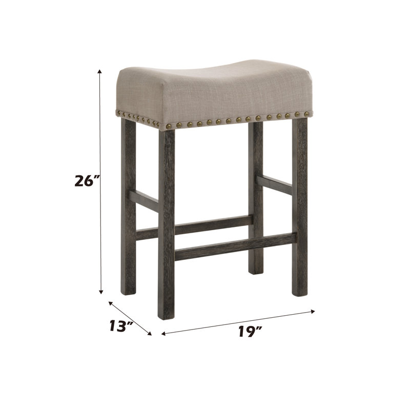 2 tabourets à hauteur de comptoir - lin moderne brun clair et gris