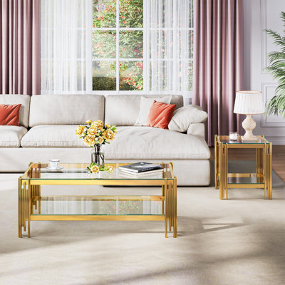 2 - Piece Glass Top Living Room Table Set