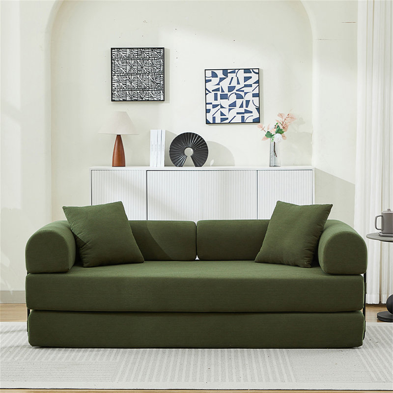 Canapé-lit pliant, canapé-lit convertible de 78,5 po avec 2 coussins, canapé-lit pliant, matelas à ressorts en mousse, canapé-futon pour salon, bureau, appartement