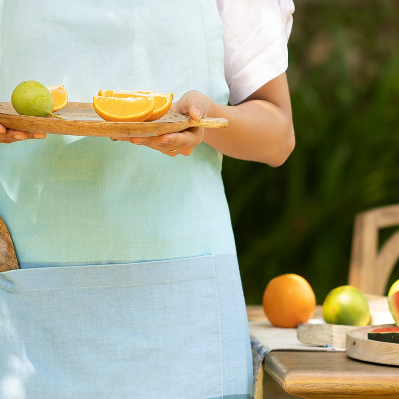 Tablier | Tablier de cuisine gaufré en coton bleu - L 35,8 po