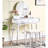 Contemporary Pink Makeup Table And Chair - Metal Drawer Pull Storage Modern Style Wood Vanity Stool With Space Elegant Design-609871523