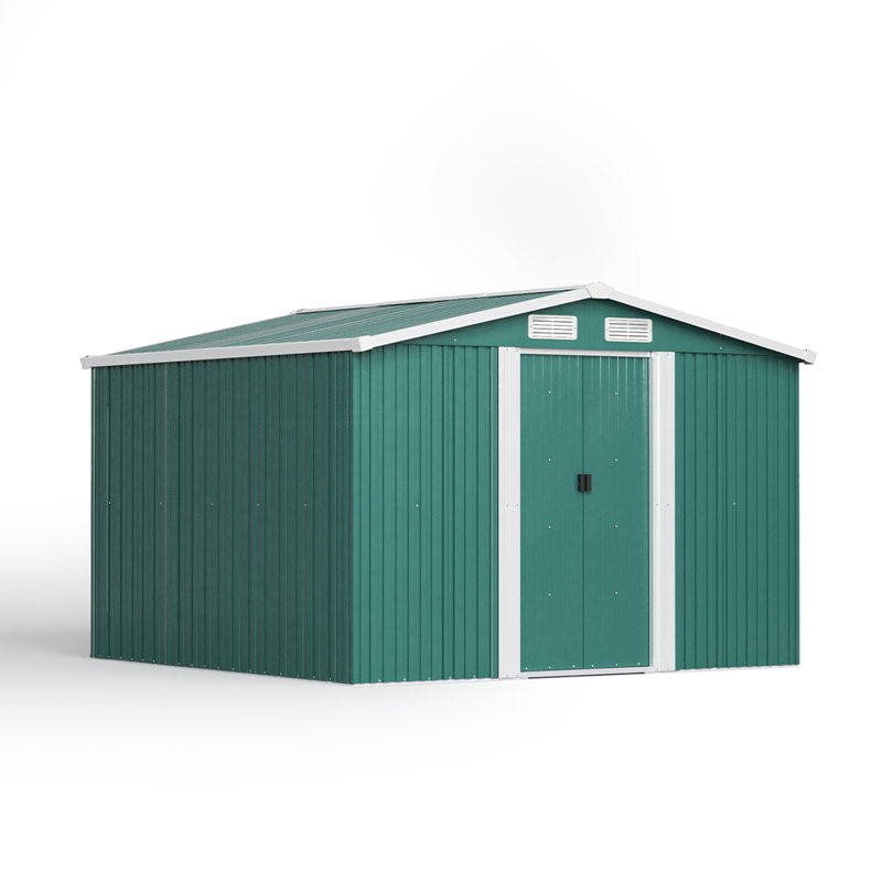 Ajnag 8ft. W x 8ft. D Metal Tool Shed, Dark Green