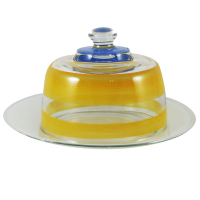 Cottage Retro Stripe Glass Cake Stand