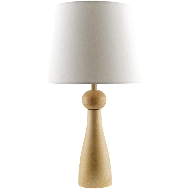 Lampe de table en bois massif Reyer, Beige