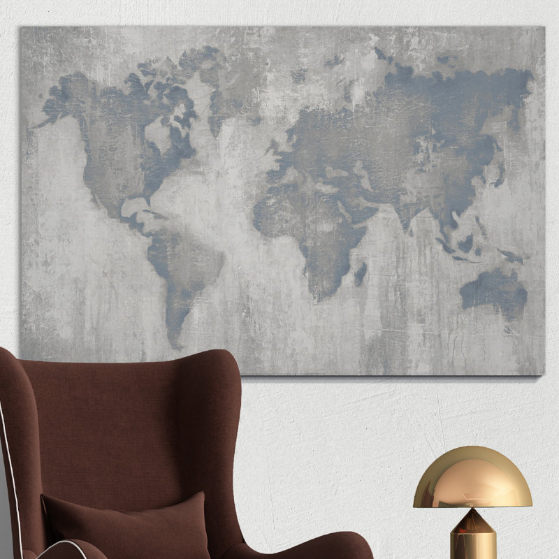 Carte du monde V4 - impression sur toile tendue, H 18 po x l 12 po x P 1 po