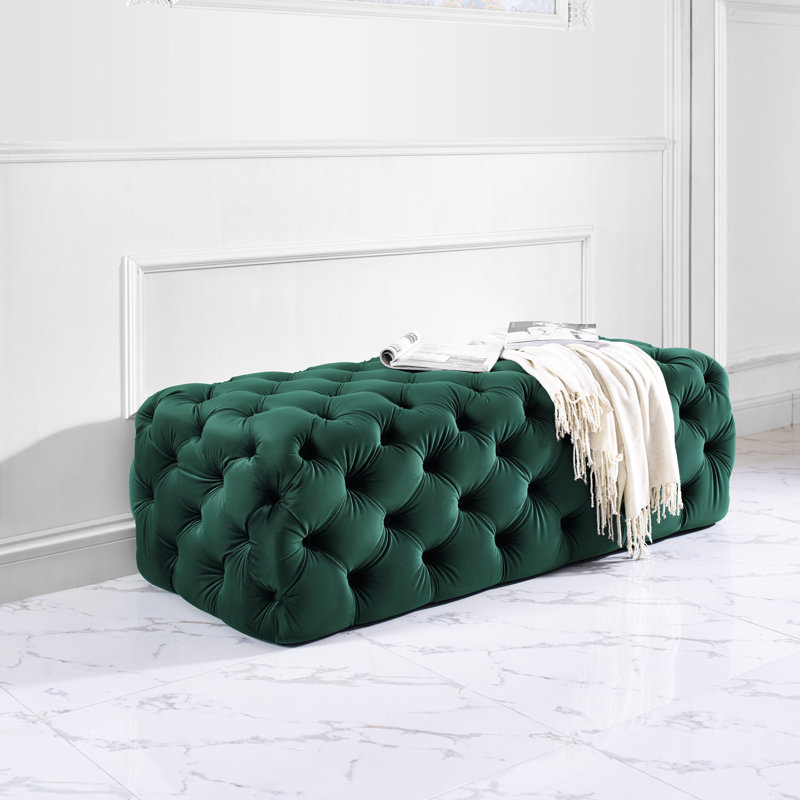 Banc avec revêtement, Velours vert boisé
