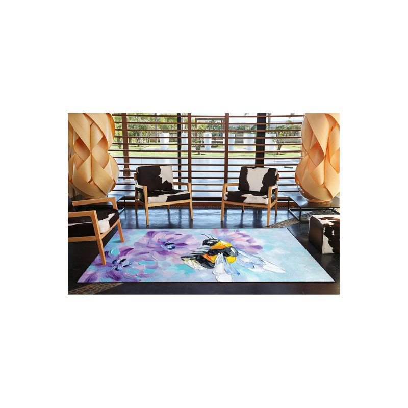 Tapis tissé à motif abeille lavable à la machine, Sous-tapis rectangulaire de 3 pi 3 po x 4 pi 11 po