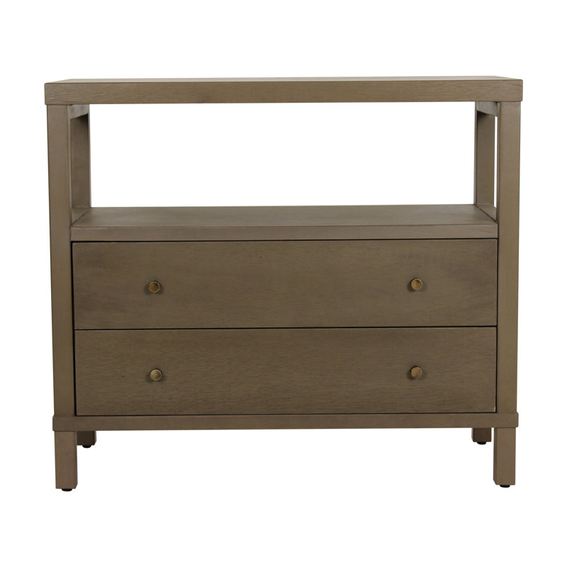 2-Drawer Wood Nightstand, Gray