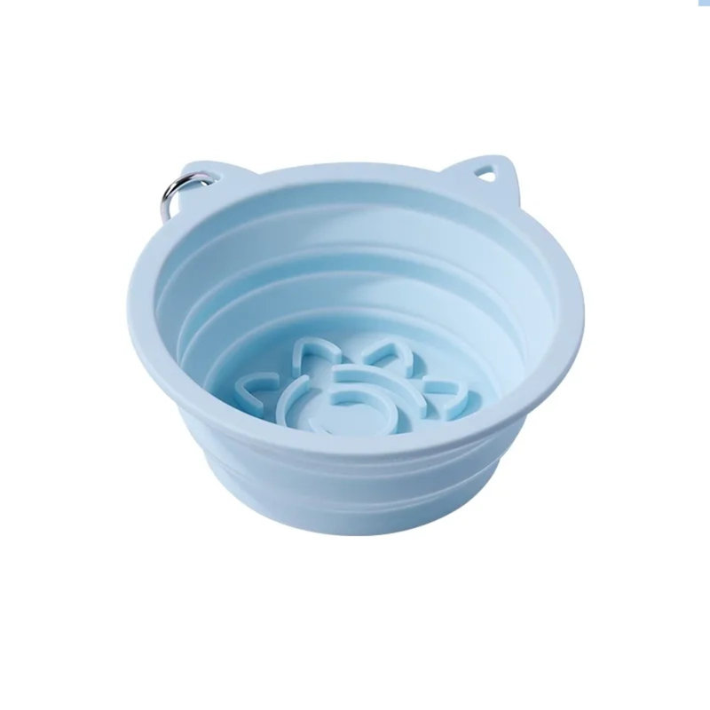 Bol pour animaux 3-en-1 pliable en silicone, Bleu
