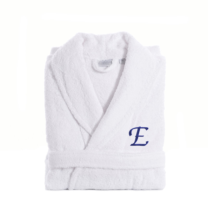 Peignoir personnalisé 100% coton éponge avec poches, Grand / Très grand, E, Bleu marine