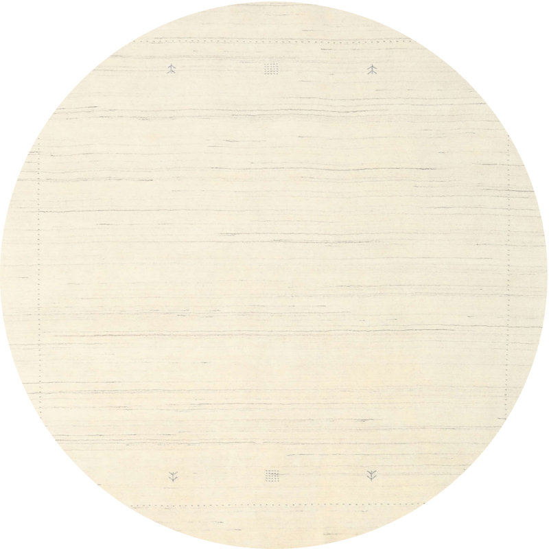Tapis beige contemporain, Rond 5 pi