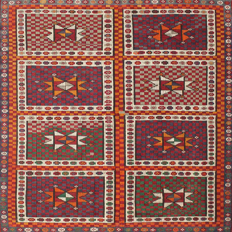 Tapis à aire brune contemporaine, Carré 3 pi