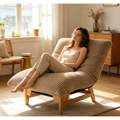 Fauteuil à billes pour adultes, canapé d'appoint sans accoudoirs, canapé simple décontracté, tissu en velours côtelé, pour le salon et la chambre à coucher, avec dossier, siège simple