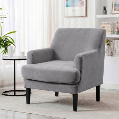 Housse extensible 2 pièces pour chaises d'appoint - Housse de coussin séparée, protection de canapé facile à installer avec tissu en velours renard argenté
