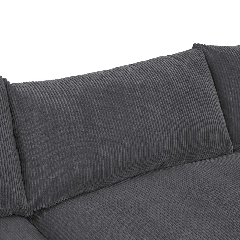Caileigh Corduroy L-Shaped Sectional, Dark Gray Corduroy