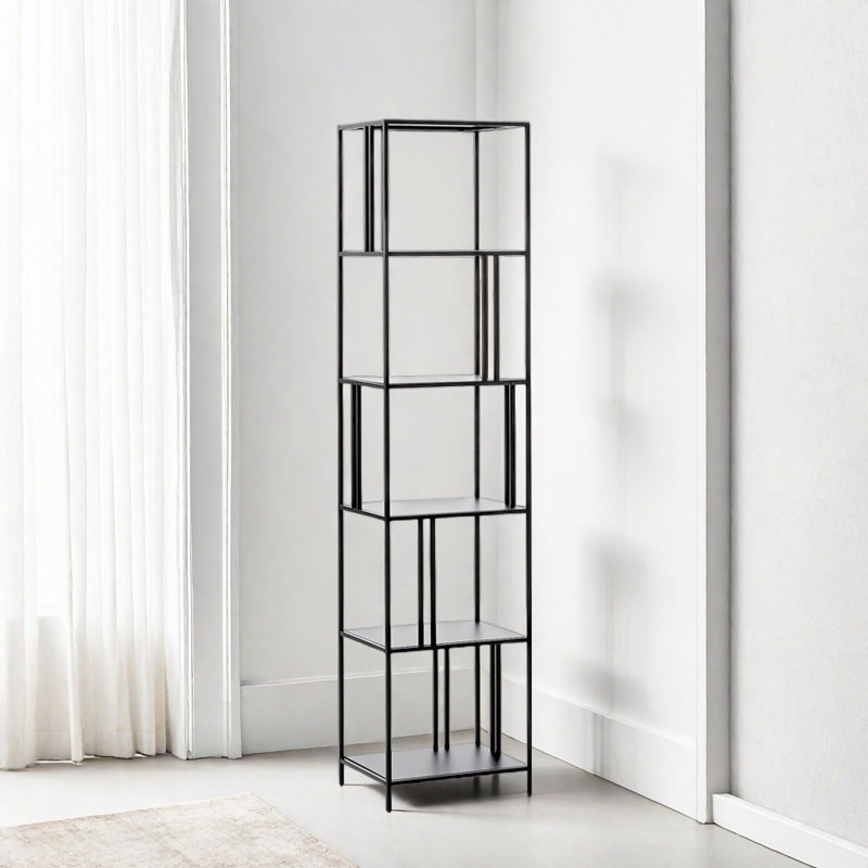 A beautiful and high-quality bookcase, (5 Shelves) 74.8"H x 17.7"W x 13.7"D, Black