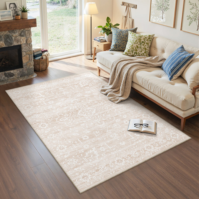 Rectangle Area Rug, Beige/Grey, Rectangle 60 x 120cm