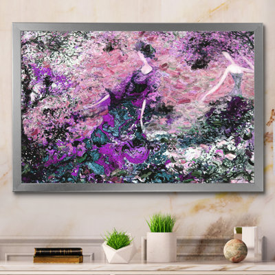 Marble Art Waves In Purple II - Floater Frame Print on Canvas