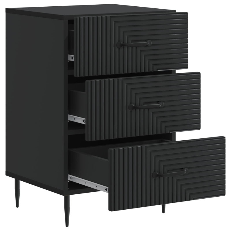 43cm W Manufactured Wood Bedside Table, Black