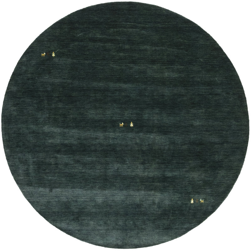 Tapis vert foncé Tribal Gabbeh, Rond 8 pi