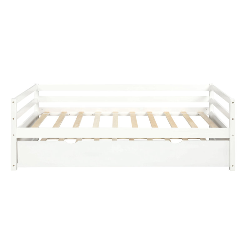 Lit de jour avec cadre gigogne, taille simple, Blanc