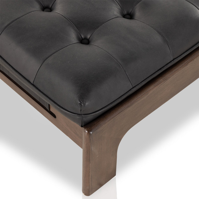 Cocktail Ottoman, Heirloom Black Genuine Leather