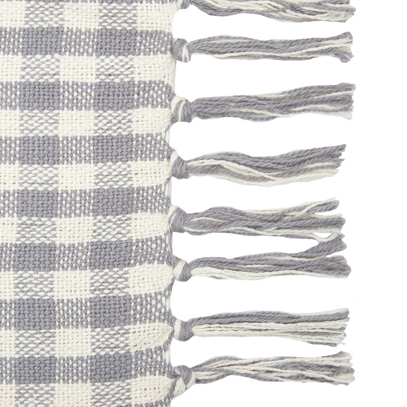 Gingham Check Throw Blanket, Gray/Natural