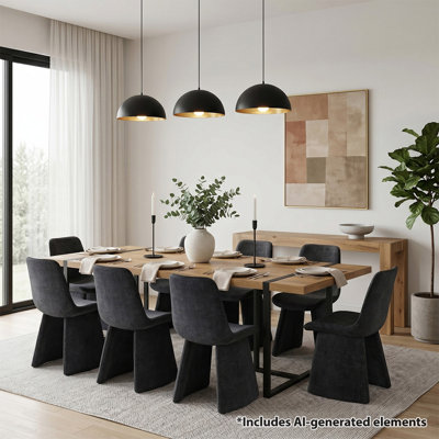 Ensemble table et chaises de salle à manger rectangulaires Cubillos 79 po pour 8 personnes avec chaises rembourrées