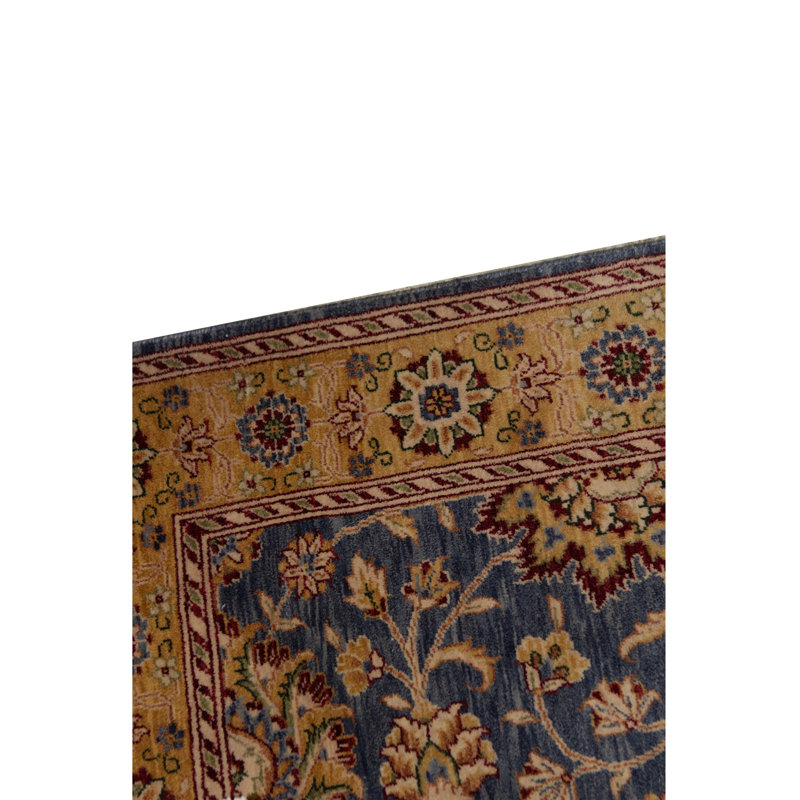 Wool Oriental Area Rug in Blue/Gold/Red