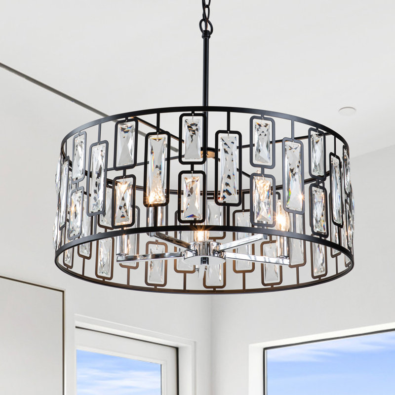 Bolton Crystal in Black Dimmable & Adjustable Height Pendant Light, 5