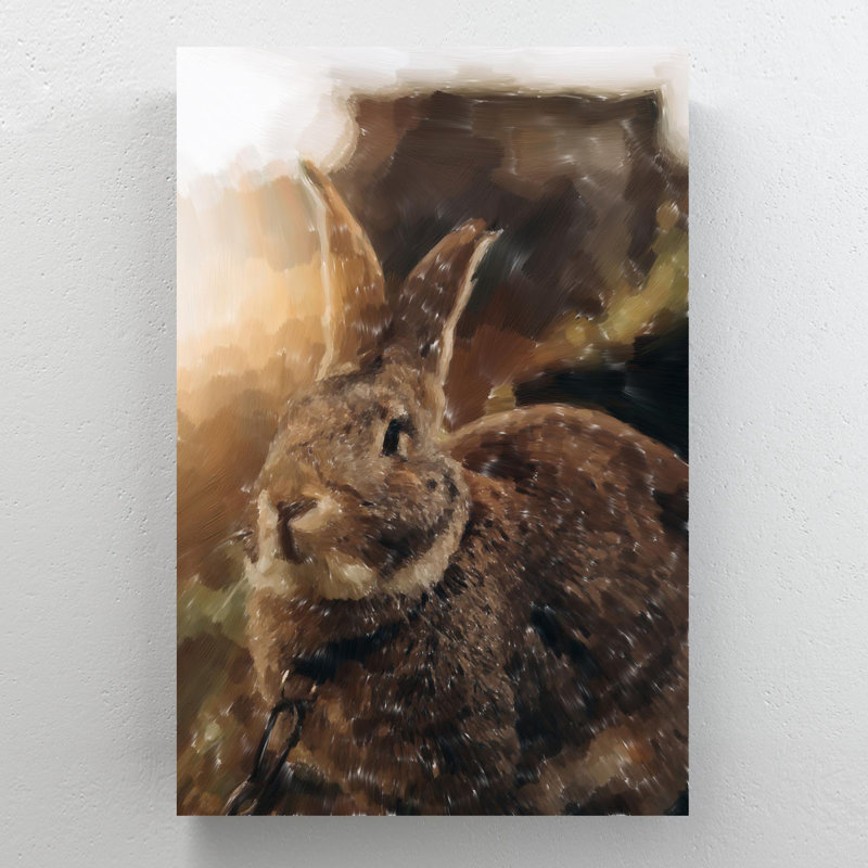 Lapin brun en gros plan, reproduction d'art graphique sur toile tendue 1 pièce, H 20 po x l 16 po