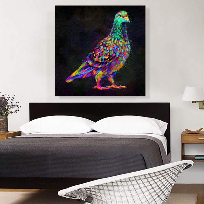 Pigeon colombe - impression sur toile tendue, H 36 po x l 36 po x 1,5 po