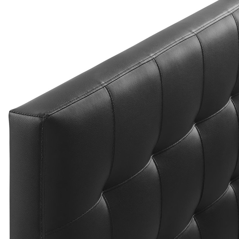 Lily Upholstered Vinyl Queen Headboard, Queen, Leather Black