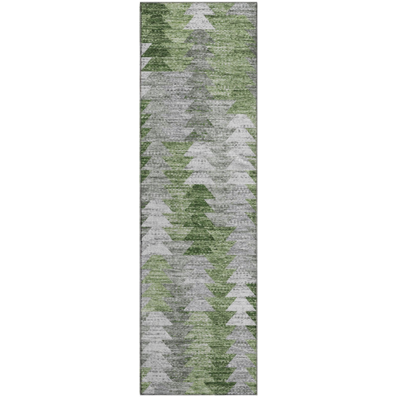 Premium Machine Washable Cerrito Green Rug, Runner 2'3" x 7'6"
