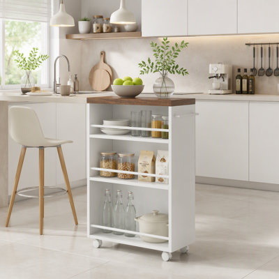 4-Tier Storage Cart, Slim Rolling Narrow Kitchen Cart for Small Place