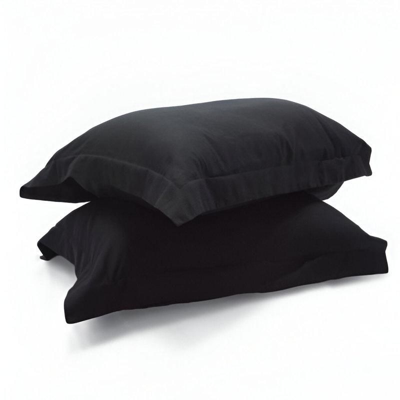 400TC Sateen Solid Cotton Pillow Sham, Black 