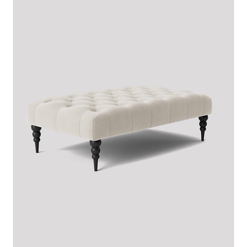 Alyana Rectangle Ottoman Bench with Wooden Legs- Naples Chesterfield Upholstered Footstool, Cream Naple