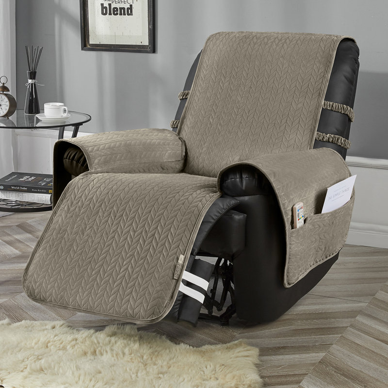Housse pour fauteuil inclinable à coussins carrés/rectangulaires, H 96 po x l 23 po x P 20 po, Velours taupe