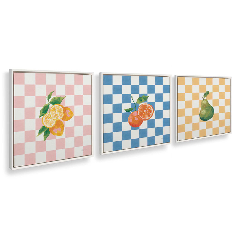 Audacieux et juteux, ensemble de 3 impressions, 12 po x 12 po, Toile avec cadre, Blanc opaque