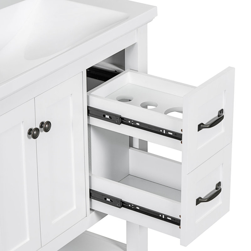 Meuble-lavabo de salle de bain avec comptoir en céramique, meuble-lavabo avec tiroir multifonctionnel