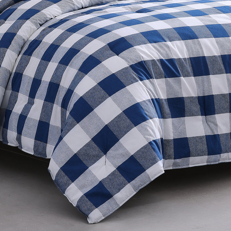 Wrangler Bison Plaid Cotton Navy Comforter Set, King